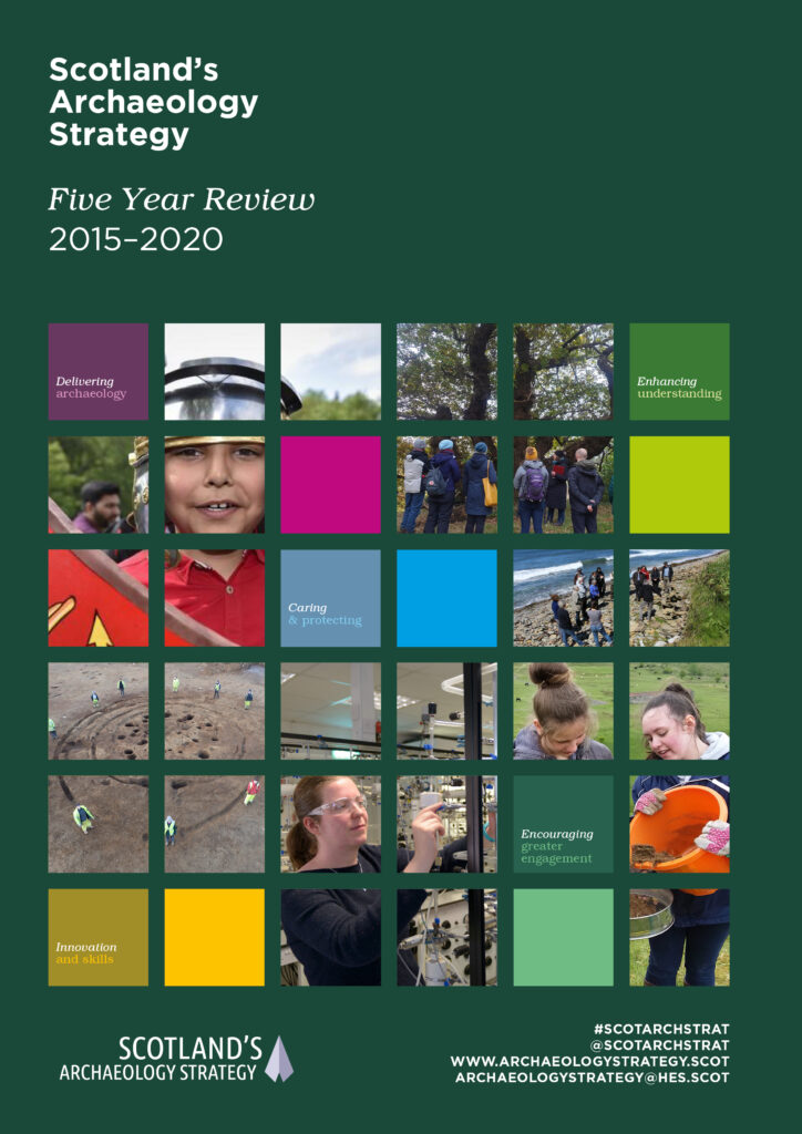 Image showing the front cover of the report, various people involved in archaeological projects